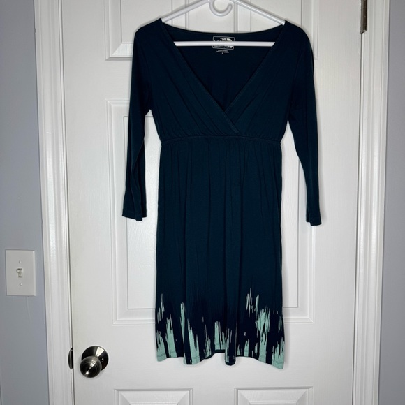 The North Face Women's Keani Dress Long Sleeve Navy Teal XS Extra small cotton - Picture 2 of 7